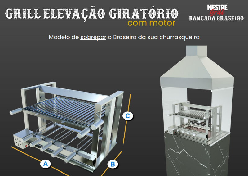 Churrasqueira Grill sem Motor com Elevação Standard - 3 Espetos