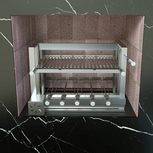 Churrasqueira Gira Grill com motor e sistema de elevação